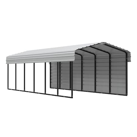 Arrow Storage Products Galvanized Steel Carport, W/ 1-Sided Enclosure, Compact Car Metal Carport Kit, 10'x29'x7', Eggshell CPH102907ECL1